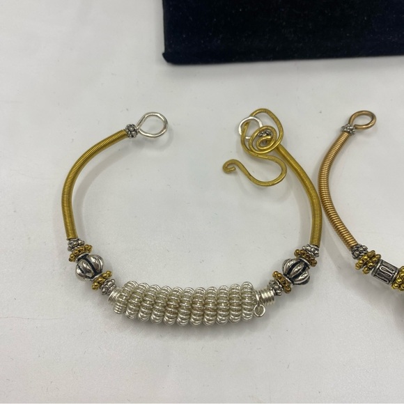 Boho Bracelet artisan handmade of copper and silver coiled on spring 6.5” - Picture 4 of 7